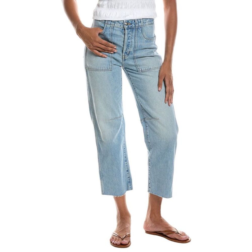 Madewell Womens The Darted Faded Horizon Wash Barrel Leg Jean, Blue